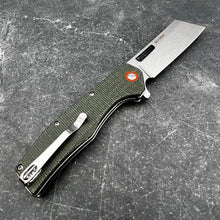 Load image into Gallery viewer, GALLANT: Green Micarta Handles, 8Cr13MoV Cleaver Blade, Ball Bearing Flipper System