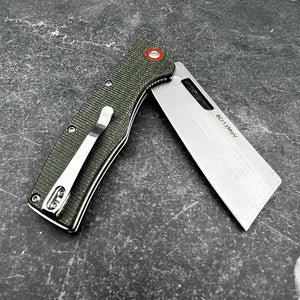 GALLANT: Green Micarta Handles, 8Cr13MoV Cleaver Blade, Ball Bearing Flipper System