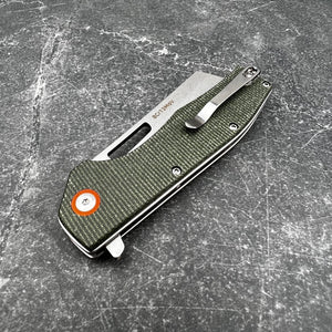 GALLANT: Green Micarta Handles, 8Cr13MoV Cleaver Blade, Ball Bearing Flipper System