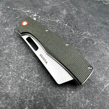 Load image into Gallery viewer, GALLANT: Green Micarta Handles, 8Cr13MoV Cleaver Blade, Ball Bearing Flipper System