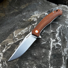 Load image into Gallery viewer, DRIFTER: Brown Micarta Handles, 8Cr13MoV Drop Point Blade, Ball Bearing Flipper System