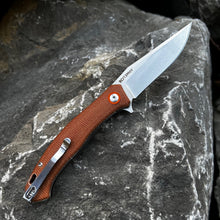 Load image into Gallery viewer, DRIFTER: Brown Micarta Handles, 8Cr13MoV Drop Point Blade, Ball Bearing Flipper System