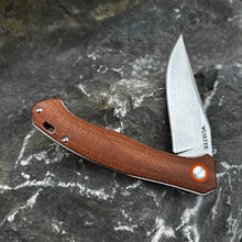 Load image into Gallery viewer, DRIFTER: Brown Micarta Handles, 8Cr13MoV Drop Point Blade, Ball Bearing Flipper System