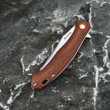 Load image into Gallery viewer, DRIFTER: Brown Micarta Handles, 8Cr13MoV Drop Point Blade, Ball Bearing Flipper System