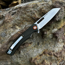 Load image into Gallery viewer, WAYFARER: Green Micarta Handles, 8Cr13MoV Warncliffe Blade, Ball Bearing Flipper Pivot System