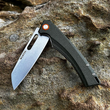 Load image into Gallery viewer, WAYFARER: Green Micarta Handles, 8Cr13MoV Warncliffe Blade, Ball Bearing Flipper Pivot System