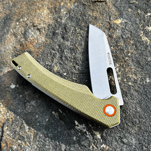 WAYFARER: Brown Micarta Handles, 8Cr13MoV Warncliffe Blade, Ball Bearing Flipper Pivot System