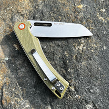 Load image into Gallery viewer, WAYFARER: Brown Micarta Handles, 8Cr13MoV Warncliffe Blade, Ball Bearing Flipper Pivot System