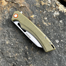 Load image into Gallery viewer, WAYFARER: Brown Micarta Handles, 8Cr13MoV Warncliffe Blade, Ball Bearing Flipper Pivot System