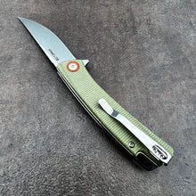 Load image into Gallery viewer, NIMBLE: Green Micarta Handles, 8Cr13Mov Straight Back Blade, Ball Bearing Flipper System