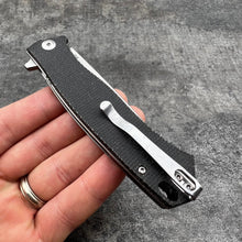 Load image into Gallery viewer, NOMAD: Black Micarta Handles, D2 Carbon Steel Blade, Ball Bearing Flipper Pivot System