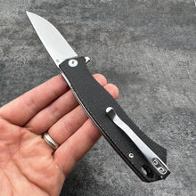 Load image into Gallery viewer, NOMAD: Black Micarta Handles, D2 Carbon Steel Blade, Ball Bearing Flipper Pivot System