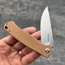 Load image into Gallery viewer, NOMAD: Brown Micarta Handles, D2 Carbon Steel Blade, Ball Bearing Flipper Pivot System