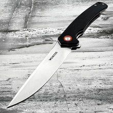 Load image into Gallery viewer, ATLAS: Black Micarta Handles, D2 Straight Back Blade, Ball Bearing Flipper System