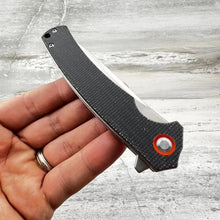 Load image into Gallery viewer, ATLAS: Black Micarta Handles, D2 Straight Back Blade, Ball Bearing Flipper System