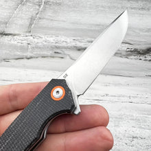 Load image into Gallery viewer, ATLAS: Black Micarta Handles, D2 Straight Back Blade, Ball Bearing Flipper System