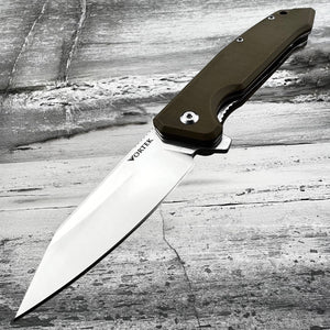 RECOIL: Black G10 Handles, D2 Drop Point Blade, Ball Bearing Flipper System