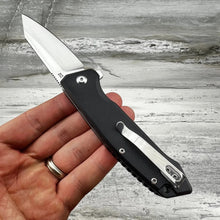 Load image into Gallery viewer, RECOIL: Black G10 Handles, D2 Drop Point Blade, Ball Bearing Flipper System