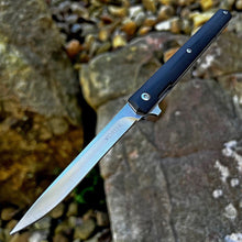 Load image into Gallery viewer, CALHOUN: Slim Low Profile Design, Black G10 Handles, 8Cr13MoV Blade, Ball Bearing Flipper System, EDC Folding Pocket Knife