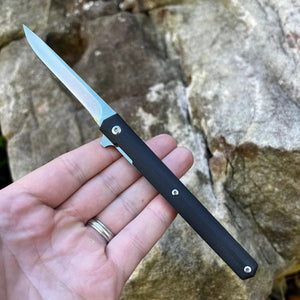 CALHOUN: Slim Low Profile Design, Black G10 Handles, 8Cr13MoV Blade, Ball Bearing Flipper System, EDC Folding Pocket Knife