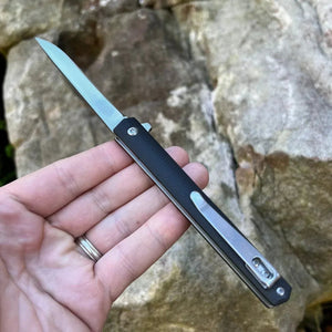 CALHOUN: Slim Low Profile Design, Black G10 Handles, 8Cr13MoV Blade, Ball Bearing Flipper System, EDC Folding Pocket Knife