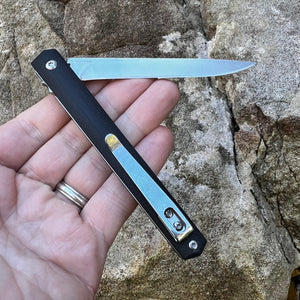 CALHOUN: Slim Low Profile Design, Black G10 Handles, 8Cr13MoV Blade, Ball Bearing Flipper System, EDC Folding Pocket Knife