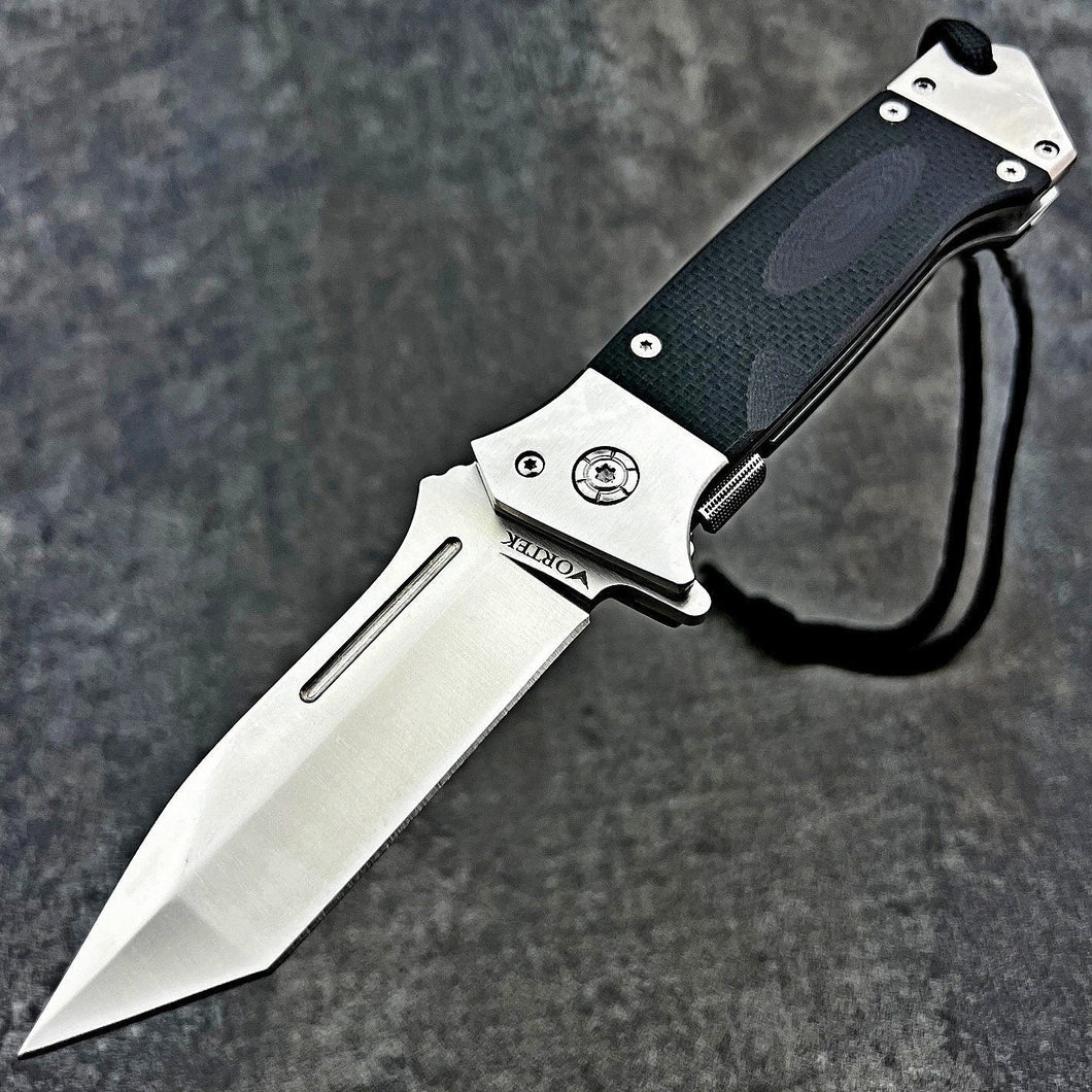 WARTHOG: Polished 8Cr13MoV Tanto Blade, Black G10 Handles