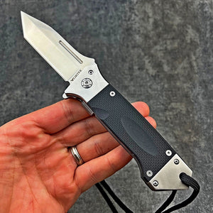 WARTHOG: Polished 8Cr13MoV Tanto Blade, Black G10 Handles