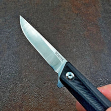 Load image into Gallery viewer, BOOTLEGGER: Black G10 Handles, 8Cr13MoV Straight Back Blade, Ball Bearing Flipper System, EDC Folding Pocket Knife