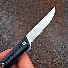 Load image into Gallery viewer, BOOTLEGGER: Black G10 Handles, 8Cr13MoV Straight Back Blade, Ball Bearing Flipper System, EDC Folding Pocket Knife