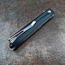 Load image into Gallery viewer, BOOTLEGGER: Black G10 Handles, 8Cr13MoV Straight Back Blade, Ball Bearing Flipper System, EDC Folding Pocket Knife