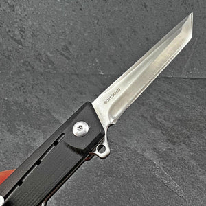 TANGO: 8Cr13MoV Tanto Blade, Black G10 Handles, Ball Bearing Flipper System, EDC Folding Pocket Knife