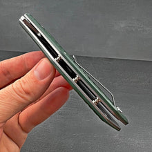 Load image into Gallery viewer, GATOR:  Large D2 Drop Point Blade,  Checkered Green G10 Handles,  Ball Bearing Pivot System