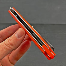 Load image into Gallery viewer, NEPTUNE:  D2 Straight Back Blade, Orange G10 Handles,  Ball Bearing Flipper Pivot System