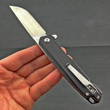 Load image into Gallery viewer, NEPTUNE:  D2 Straight Back Blade,  Black G10 Handles,  Ball Bearing Flipper Pivot System