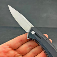 Load image into Gallery viewer, SCURRY:  D2 Drop Point Blade, Black G10 Handles,  Ball Bearing Flipper Pivot System