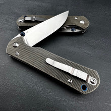 Load image into Gallery viewer, OTIS:  Grey Micarta Handles, D2 Tool Steel Blade, Thumb Stud Opening