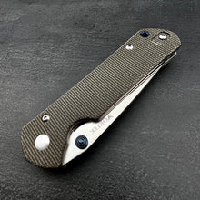 Load image into Gallery viewer, OTIS:  Grey Micarta Handles, D2 Tool Steel Blade, Thumb Stud Opening