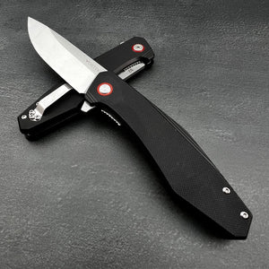 HOLGER: Black G10 Handles, D2 Drop Point Blade,  Ball Bearing Flipper System