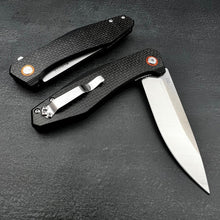 Load image into Gallery viewer, HOLGER: Carbon Fiber Handles, D2 Drop Point Blade,  Ball Bearing Flipper System