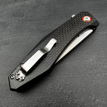 Load image into Gallery viewer, HOLGER: Carbon Fiber Handles, D2 Drop Point Blade,  Ball Bearing Flipper System