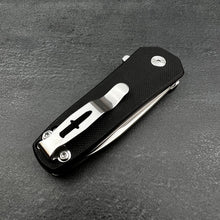 Load image into Gallery viewer, BANTAM: Black G10 Handles, 440C Spear Point Blade, Small EDC Pocket Knife, Ball Bearing Flipper System