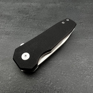 BANTAM: Black G10 Handles, 440C Spear Point Blade, Small EDC Pocket Knife, Ball Bearing Flipper System