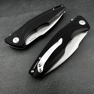 PALADIN: Large Black G10 Handles, D2 Drop Point Blade, Fast Open Ball Baring Pivot System