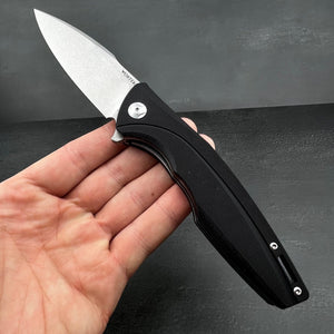 PALADIN: Large Black G10 Handles, D2 Drop Point Blade, Fast Open Ball Baring Pivot System