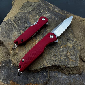 PIKA - D2 Blade, Red Handles, Small Keychain Knife