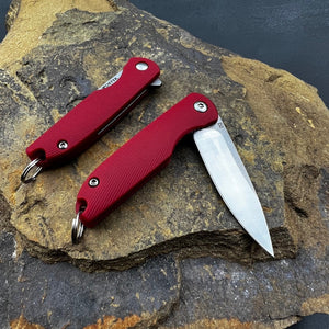 PIKA - D2 Blade, Red Handles, Small Keychain Knife