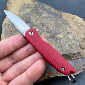 PIKA - D2 Blade, Red Handles, Small Keychain Knife