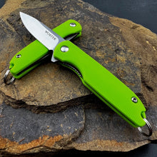 Load image into Gallery viewer, PIKA - D2 Blade, Lime Green Handles, Small Keychain Knife