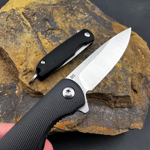 PIKA - D2 Blade, Black Handles, Small Keychain Knife